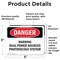 Signmission Warning Dual Power Sources Photovoltaic System Danger Sign, Vinyl Decal, 5in W x 3.5in L, 2PK OS-2PACK-DS-D-35-L-2304 - alternate 5